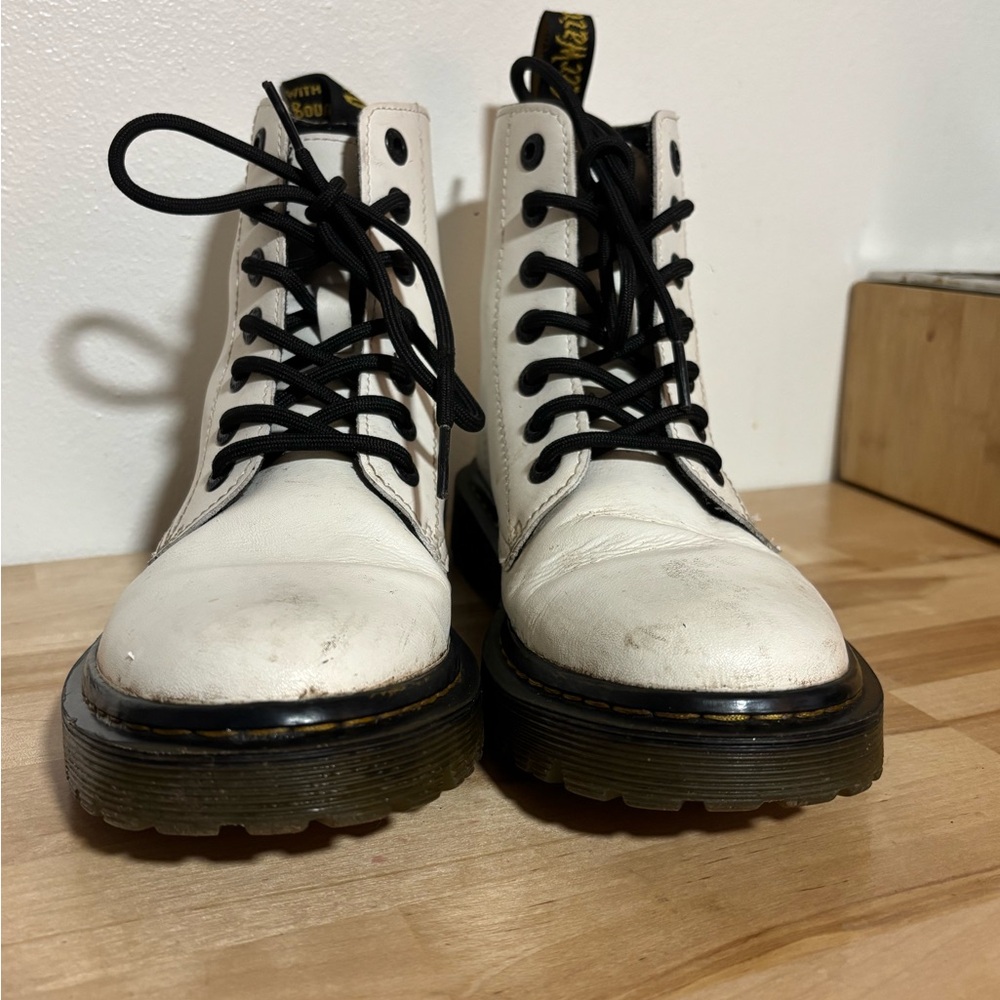 Dr. Martens White Leather Boots
